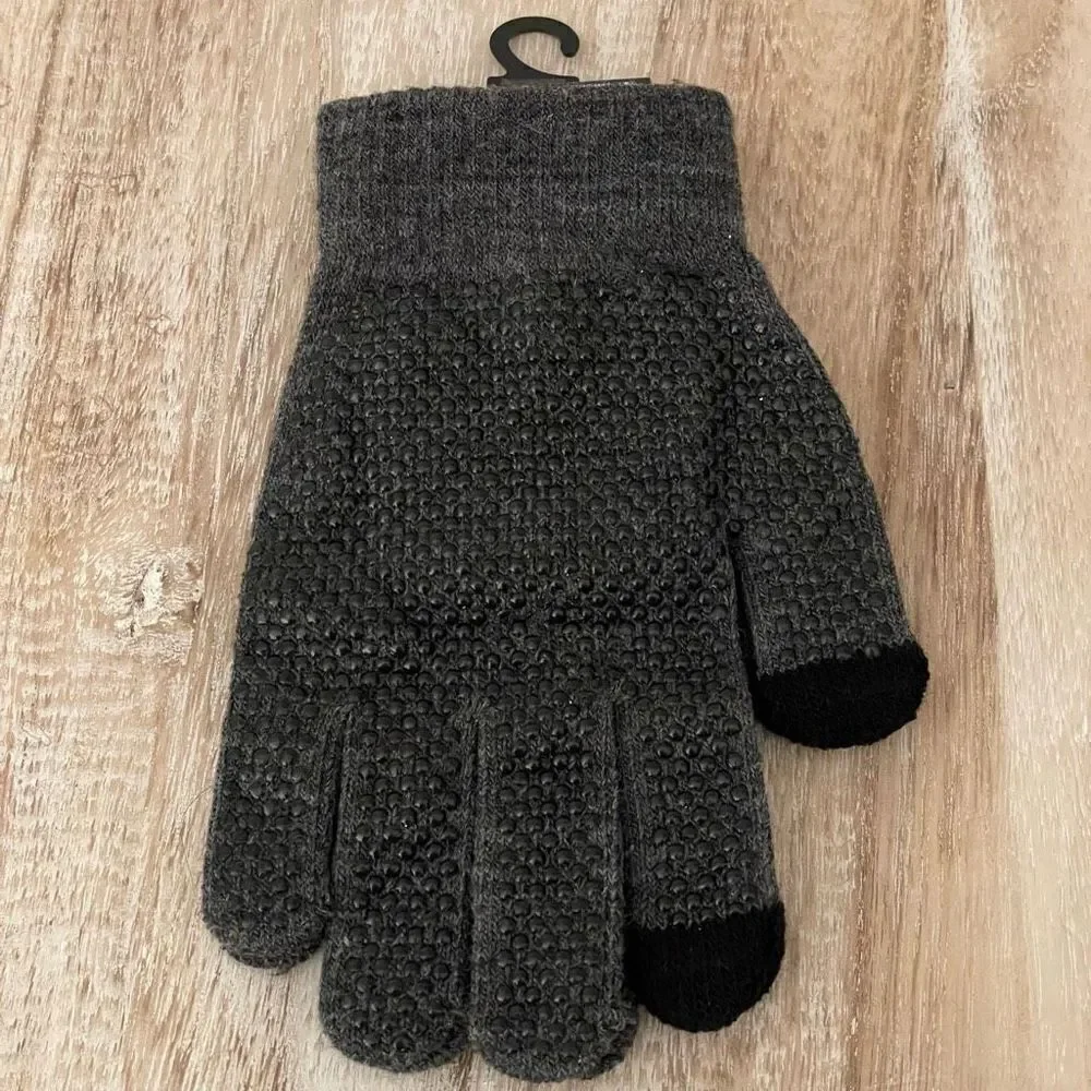 NWT 4 Daiso Digits Touchscreen Touch Screen Grey / Black Adult Warm Knit Gloves